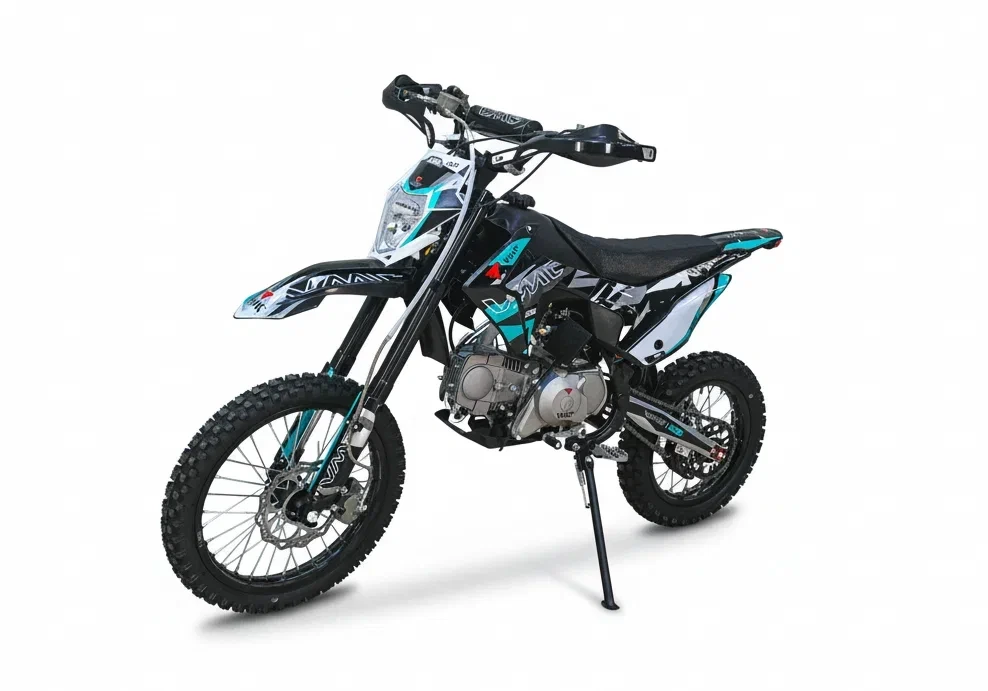 Питбайк VMC 17/14 (125 куб. см.) синий/реплика Honda CRF110 (спорт. инвентарь, фара, стоп-сигнал, кик-стартер)
